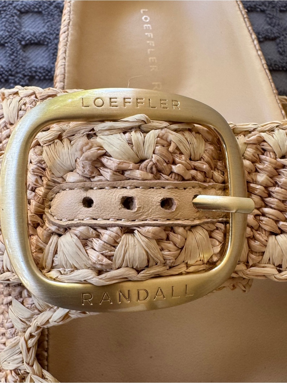 Loeffler Randall Theo Cotton-Blend Raffia Platform Two Straps Sandals Size 9.5 - Picture 6 of 10